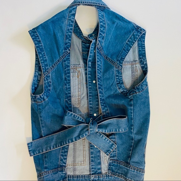 ARK NC. DENIM VEST WITH OPEN BACK AND TIES - Picture 2 of 7